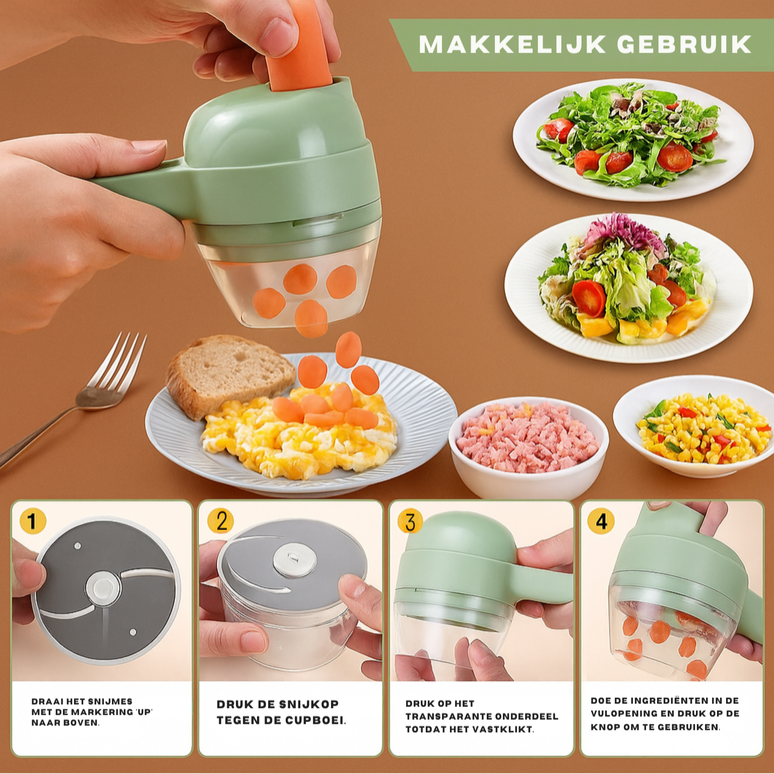 VeggieMaster Pro™ | 4-in-1 Elektrische Groente Snijder & Mixer